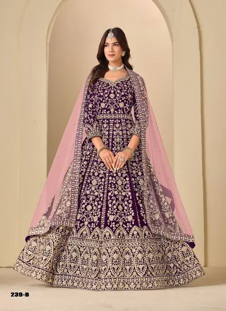 Aanaya Vol 239 By Dani Creation Velvet Designer Work Gown With Dupatta Wholesale Online